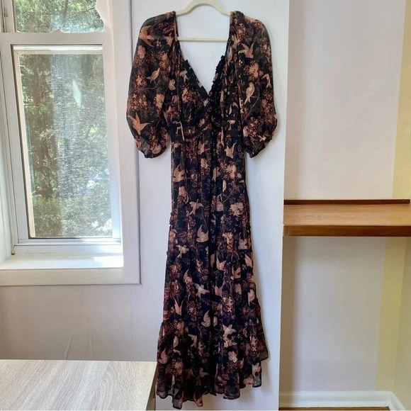 New Free People Youre A Jewel Maxi Dress Printed Floral Summer Long Sleeve - Picture 6 of 13